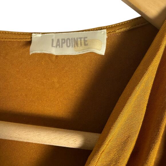 Lapointe Jersey Ruched Mustard Yellow Long Sleeve Asymmetric Top Size 10 - Picture 7 of 15